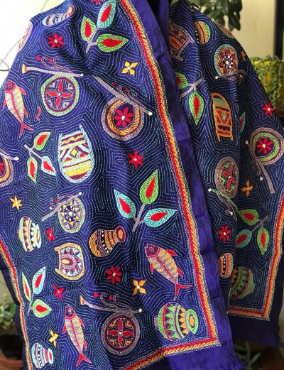 Kantha stitch stole